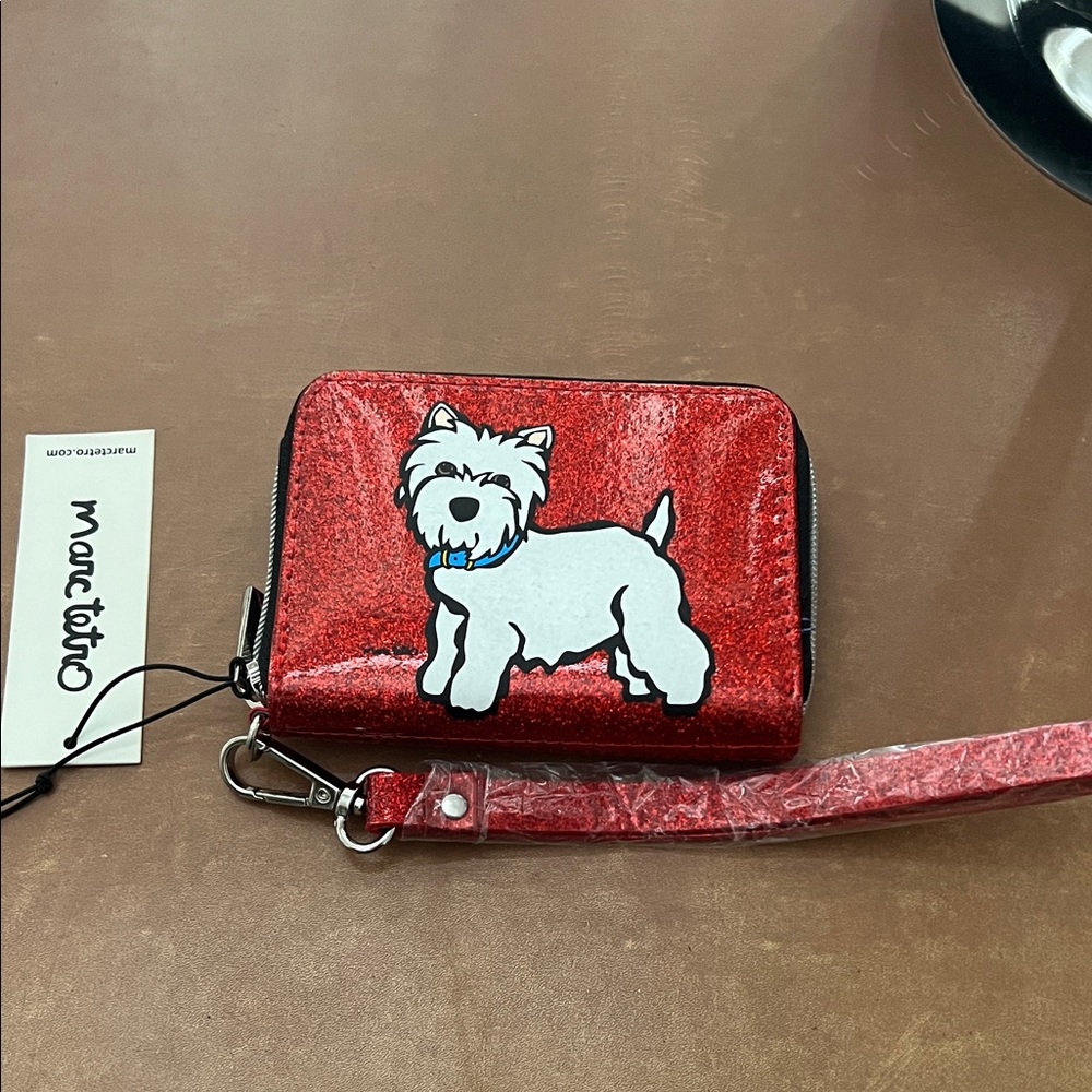 Marc tetro red sparkle 5” zip wallet/wristlet NWT